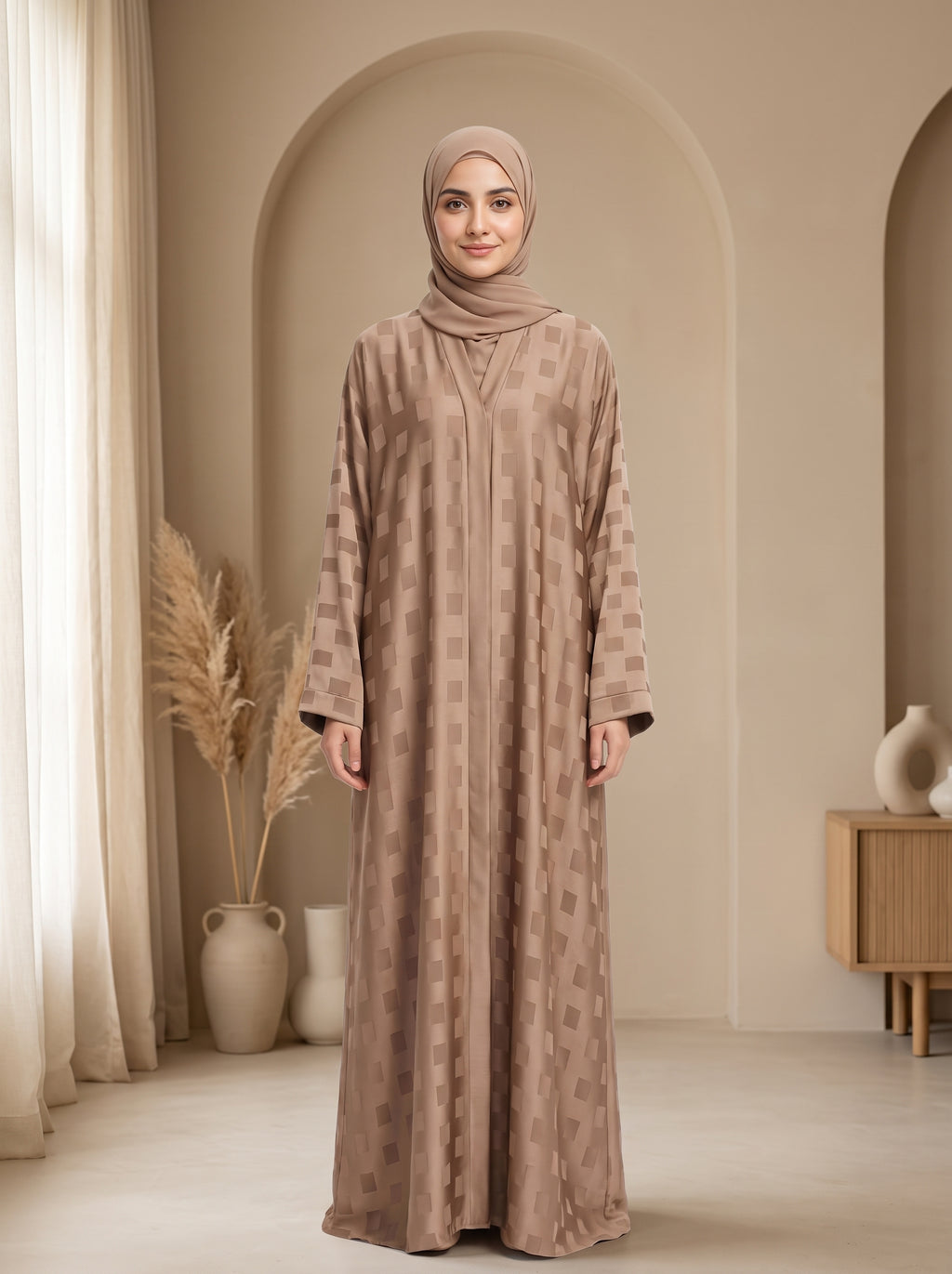 Premium Skin Textured Abaya with Matching Hijab