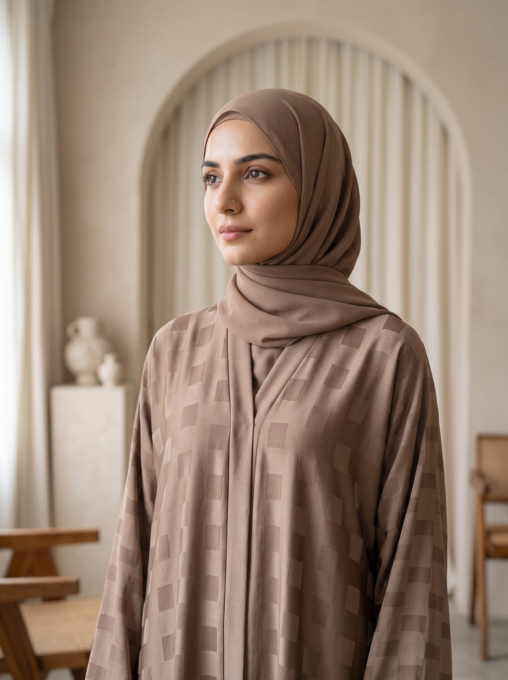 Premium Skin Textured Abaya with Matching Hijab